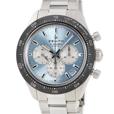 腕時計 ゼニス ZENITH クロノマスター スポーツ ヨシダスペシャル 03.3106.3600/55.Ｍ3100 自動巻き メンズ 水色 アイスブルー 限定