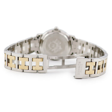 腕時計 エルメス HERMES クリッパー CL4.220 クオーツ レディース GP×SS ホワイト Hマークブレス デイト アラビア