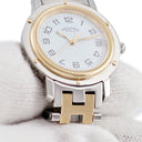 腕時計 エルメス HERMES クリッパー CL4.220 クオーツ レディース GP×SS ホワイト Hマークブレス デイト アラビア