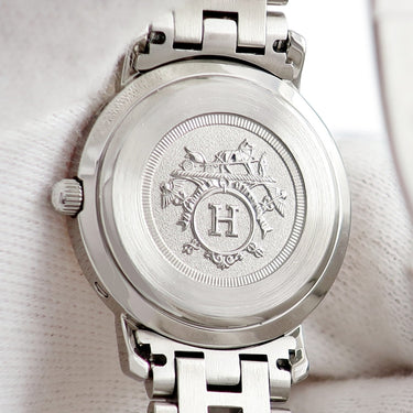 腕時計 エルメス HERMES クリッパー CL4.220 クオーツ レディース GP×SS ホワイト Hマークブレス デイト アラビア