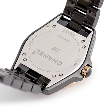 腕時計 シャネル CHANEL J12 365 H3842 自動巻き メンズ K18PG 純正ダイヤ ブラック セラミック コンビ 黒 ギョウシェ デイト