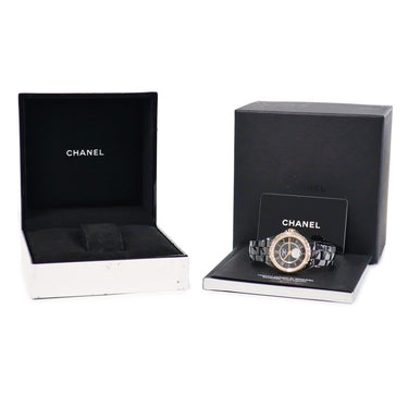 腕時計 シャネル CHANEL J12 365 H3842 自動巻き メンズ K18PG 純正ダイヤ ブラック セラミック コンビ 黒 ギョウシェ デイト