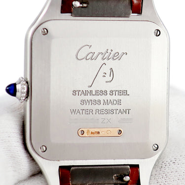 腕時計 カルティエ Cartier サントス デュモン LM W2SA0011 クオーツ メンズ レディース K18PG無垢×SS コンビ ローマン 青針 サンレイ