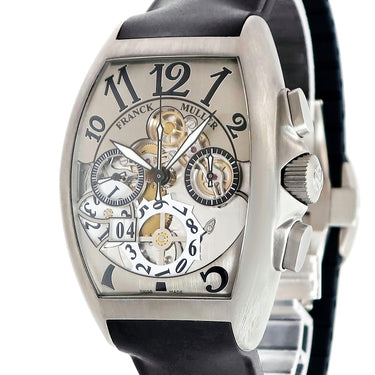 腕時計 フランクミュラー FRANCK MULLER トノウカーベックス クロノグラフ ビッグデイト 8083 CC GD FO 自動巻き メンズ シルバー アラビア