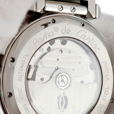 腕時計 カルティエ Cartier パシャ 42mm クロノグラフ W31085M7 自動巻き メンズ 青針 デイト アラビア バー スモールセコンド