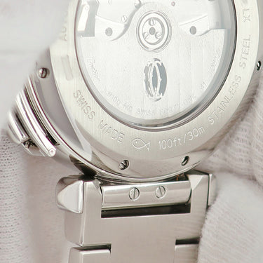 腕時計 カルティエ Cartier パシャ 42mm クロノグラフ W31085M7 自動巻き メンズ 青針 デイト アラビア バー スモールセコンド