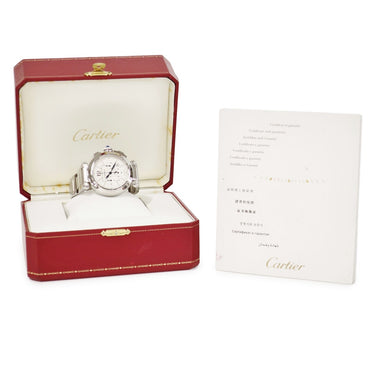 腕時計 カルティエ Cartier パシャ 42mm クロノグラフ W31085M7 自動巻き メンズ 青針 デイト アラビア バー スモールセコンド