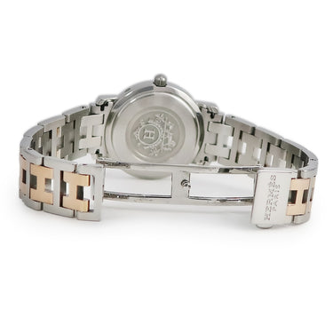 腕時計 エルメス HERMES クリッパー ナクレ CL4.222 クオーツ レディース ピンクゴールドGP×SS コンビ 純正ダイヤ シェル