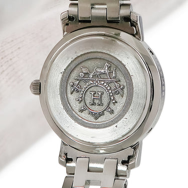 腕時計 エルメス HERMES クリッパー ナクレ CL4.222 クオーツ レディース ピンクゴールドGP×SS コンビ 純正ダイヤ シェル