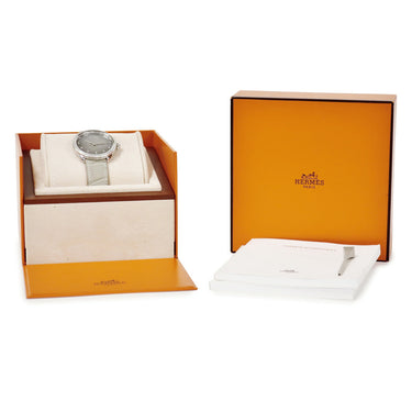 腕時計 エルメス HERMES アルソー グランソレイユ AR5.330 クオーツ メンズ 純正ダイヤ グレー ギョウシェ