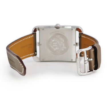 腕時計 エルメス HERMES ケープコッド CC1.810 クオーツ メンズ 新品同様 スクエア シルバー アラビア デイト