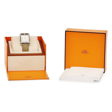 腕時計 エルメス HERMES ケープコッド CC1.810 クオーツ メンズ 新品同様 スクエア シルバー アラビア デイト
