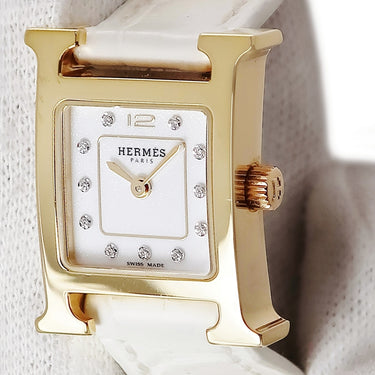 腕時計 エルメス HERMES Hウォッチ ミニ TPM HH1.102.231 クオーツ レディース 純正ダイヤ H型 スクエア ホワイト 白