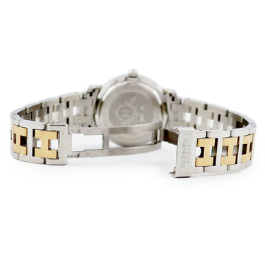 腕時計 エルメス HERMES クリッパー CL4.220 クオーツ レディース GP×SS コンビ ブラック Hマークブレス