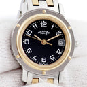 腕時計 エルメス HERMES クリッパー CL4.220 クオーツ レディース GP×SS コンビ ブラック Hマークブレス
