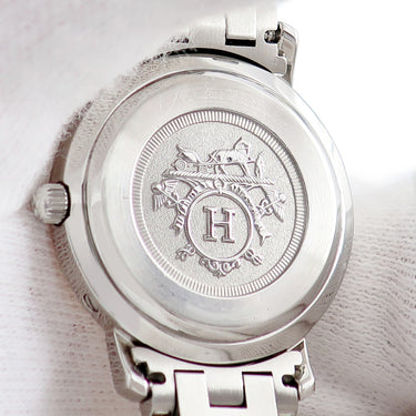 腕時計 エルメス HERMES クリッパー CL4.220 クオーツ レディース GP×SS コンビ ブラック Hマークブレス