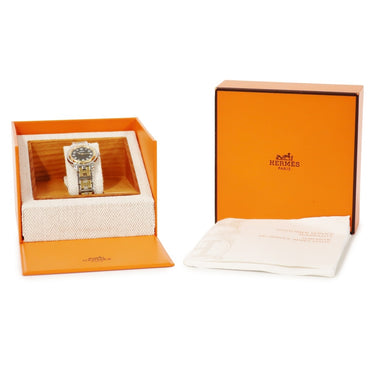 腕時計 エルメス HERMES クリッパー CL4.220 クオーツ レディース GP×SS コンビ ブラック Hマークブレス