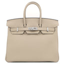 エルメス HERMES バーキン 25 トゥルティエールグレー トゴ ハンドバッグ シルバー金具 グレージュ