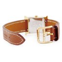 腕時計 エルメス HERMES Hウォッチ PM HH1.201 クオーツ レディース イエローGP×SS コンビ ホワイト 白 アラビア H型 ミディアム