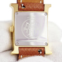 腕時計 エルメス HERMES Hウォッチ PM HH1.201 クオーツ レディース イエローGP×SS コンビ ホワイト 白 アラビア H型 ミディアム