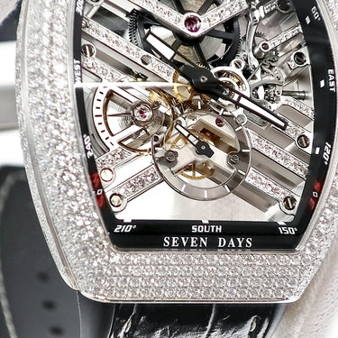 腕時計 フランクミュラー FRANCK MULLER ヴァンガード 7デイズ V45 S6 SQT D MVT D OG NR 手巻き メンズ OH済 純正ダイヤ スモールセコンド