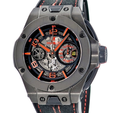 腕時計 ウブロ HUBLOT ビッグバン フェラーリ カーボン リミテッド 402.QU.0113.WR 自動巻き メンズ 黒 赤 跳ね馬 スケルトン 限定