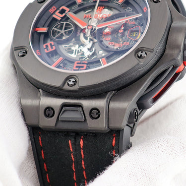 腕時計 ウブロ HUBLOT ビッグバン フェラーリ カーボン リミテッド 402.QU.0113.WR 自動巻き メンズ 黒 赤 跳ね馬 スケルトン 限定