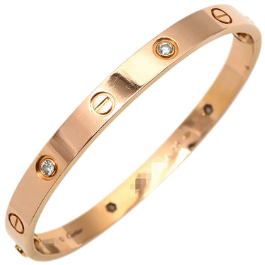 カルティエ Cartier LOVE ラブブレス 旧型 ハーフダイヤ B6036016 ピンクゴールド K18PG ダイヤモンド #17 ブレスレット Au750 18K 18金 4P 4石 4粒