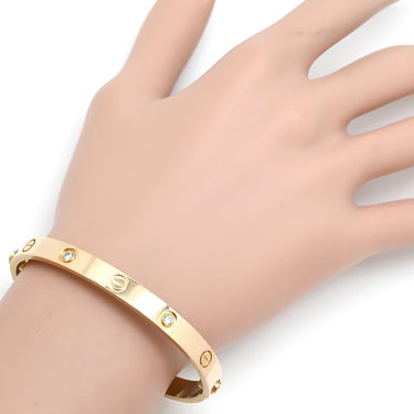 カルティエ Cartier LOVE ラブブレス 旧型 ハーフダイヤ B6036016 ピンクゴールド K18PG ダイヤモンド #17 ブレスレット Au750 18K 18金 4P 4石 4粒