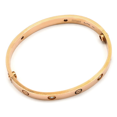 カルティエ Cartier LOVE ラブブレス 旧型 ハーフダイヤ B6036016 ピンクゴールド K18PG ダイヤモンド #17 ブレスレット Au750 18K 18金 4P 4石 4粒