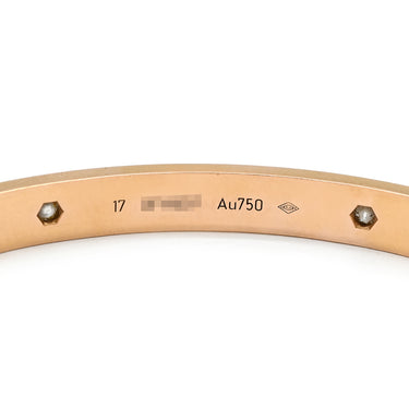 カルティエ Cartier LOVE ラブブレス 旧型 ハーフダイヤ B6036016 ピンクゴールド K18PG ダイヤモンド #17 ブレスレット Au750 18K 18金 4P 4石 4粒