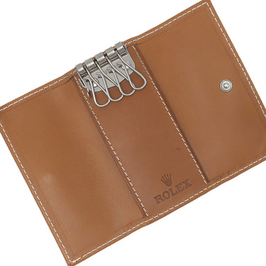 ロレックス ROLEX キャメル レザー キーケース シルバー金具 ノベルティ 鍵入れ 4連 4本
