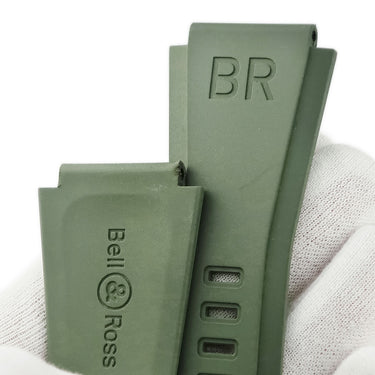 ベル&ロス BELL＆ROSS 純正 BR01 BR03用 カーキグリーン ラバー 腕時計パーツ ラバー ベルト ストラップ バンド 交換 予備 32mm オリーブ カーキグリーン