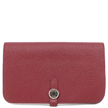 エルメス HERMES ドゴンGM ルビー トゴ 長財布 シルバー金具 赤