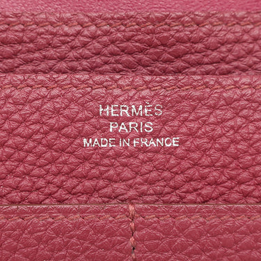 エルメス HERMES ドゴンGM ルビー トゴ 長財布 シルバー金具 赤