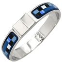 エルメス HERMES クリッククラック エマイユ ブルーXマルチカラー メタル 七宝焼き ブレスレット シルバー金具 ブルー 青 黒 白 バングル