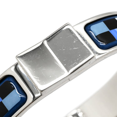 エルメス HERMES クリッククラック エマイユ ブルーXマルチカラー メタル 七宝焼き ブレスレット シルバー金具 ブルー 青 黒 白 バングル