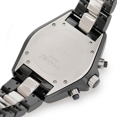 腕時計 シャネル CHANEL J12 クロノグラフ H1706 自動巻き メンズ 純正ダイヤ ブラックセラミック 黒 スモールセコンド