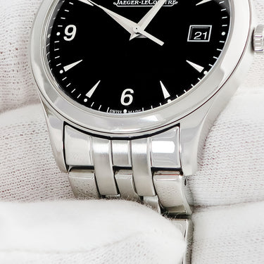 腕時計 ジャガールクルト JAEGER LECOULTRE マスター コントロール デイト Q1548171 176.8.40.S 自動巻き メンズ ブラック 黒 シースルーバック