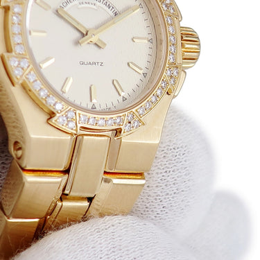腕時計 ヴァシュロン・コンスタンタン VACHERON CONSTANTIN オーヴァーシーズ 16550/423J クオーツ レディース K18YG無垢 純正ダイヤ アイボリー