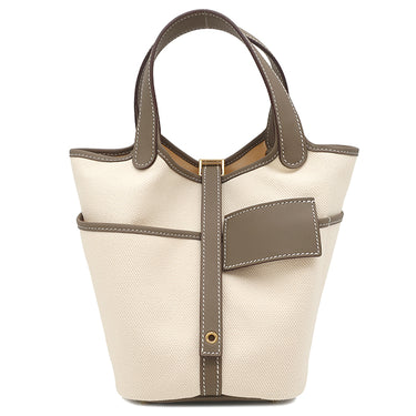 エルメス HERMES ピコタンロック カーゴ PM エトゥープ×エクリュ ヴォースイフト トワルゴエラン ハンドバッグ ゴールド金具 未使用