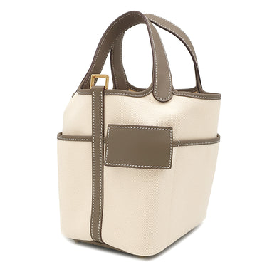 エルメス HERMES ピコタンロック カーゴ PM エトゥープ×エクリュ ヴォースイフト トワルゴエラン ハンドバッグ ゴールド金具 未使用