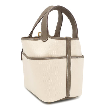 エルメス HERMES ピコタンロック カーゴ PM エトゥープ×エクリュ ヴォースイフト トワルゴエラン ハンドバッグ ゴールド金具 未使用