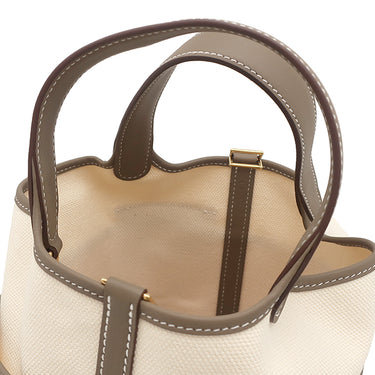 エルメス HERMES ピコタンロック カーゴ PM エトゥープ×エクリュ ヴォースイフト トワルゴエラン ハンドバッグ ゴールド金具 未使用