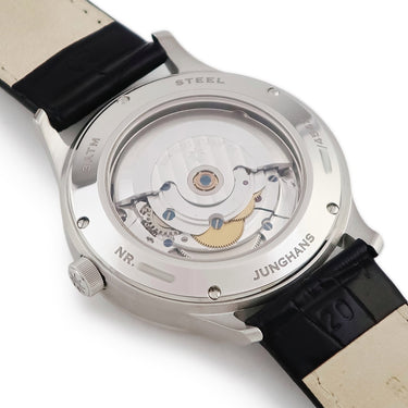 腕時計 ユンハンス JUNGHANS マイスター アタッシェ オートマティック 027/4542.00 自動巻き メンズ 新品同様 黒 シースルーバック