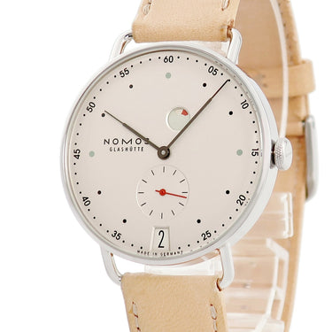 腕時計 ノモス NOMOS メトロ デイト パワーリザーブ MT1D4W2 手巻き メンズ OH済 シルバー スモールセコンド