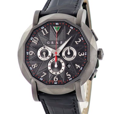 腕時計 グラフ GRAFF クロノグラフ 5500HV 自動巻き メンズ 純正エメラルド 黒DLC加工 アラビア 多角形 デイト スモセコ 限定