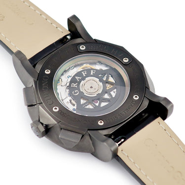 腕時計 グラフ GRAFF クロノグラフ 5500HV 自動巻き メンズ 純正エメラルド 黒DLC加工 アラビア 多角形 デイト スモセコ 限定