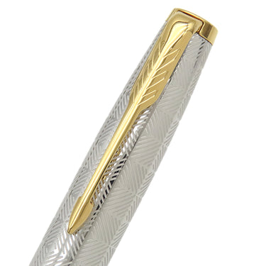 パーカー PARKER ソネット プレミアム メタル＆ブラックGT 2119784 シルバーXブラックXゴールド ステンレス GP 真鍮 ラッカー K18WG(ペン先) 万年筆 F(細字) コンバーター・カートリッジ両用式
