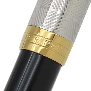 パーカー PARKER ソネット プレミアム メタル＆ブラックGT 2119784 シルバーXブラックXゴールド ステンレス GP 真鍮 ラッカー K18WG(ペン先) 万年筆 F(細字) コンバーター・カートリッジ両用式